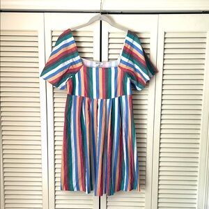 Madewell striped babydoll dress Sz S 100% cotton multicolored loose lightweight